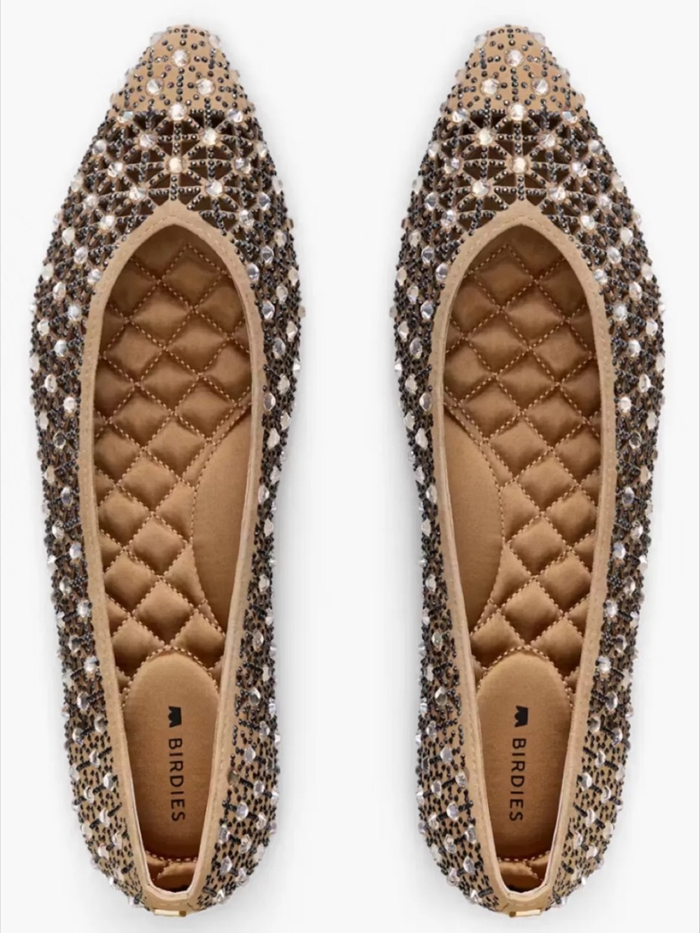 Birdies Goldfinch Quartz Crystal Suede point toe flats 6.5